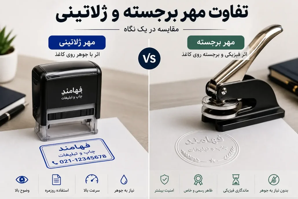 تفاوت مهر برجسته و مهر ژلاتینی از نظر نحوه ایجاد اثر