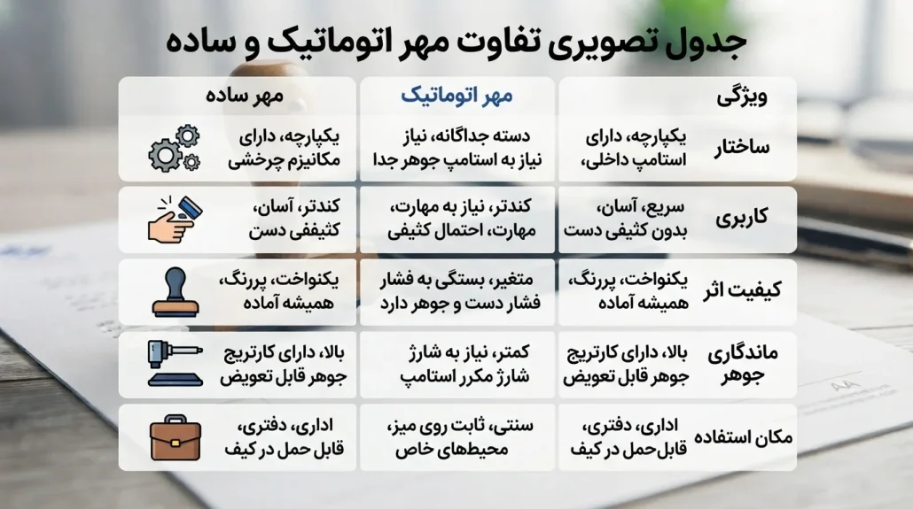 تفاوت مهر اتوماتیک و ساده از نظر قیمت و کاربرد