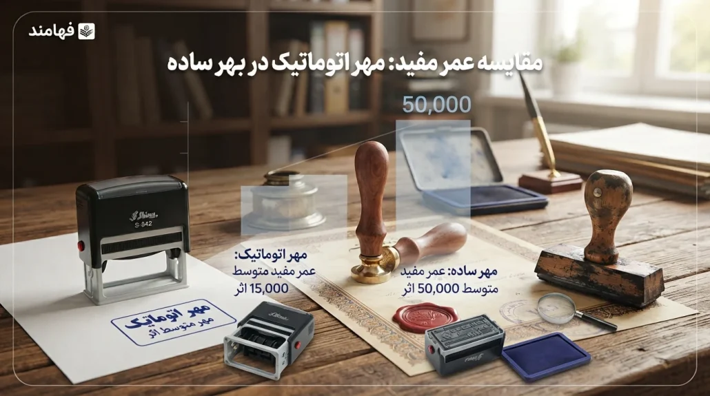 مقایسه عمر مفید مهر اتوماتیک و مهر ساده