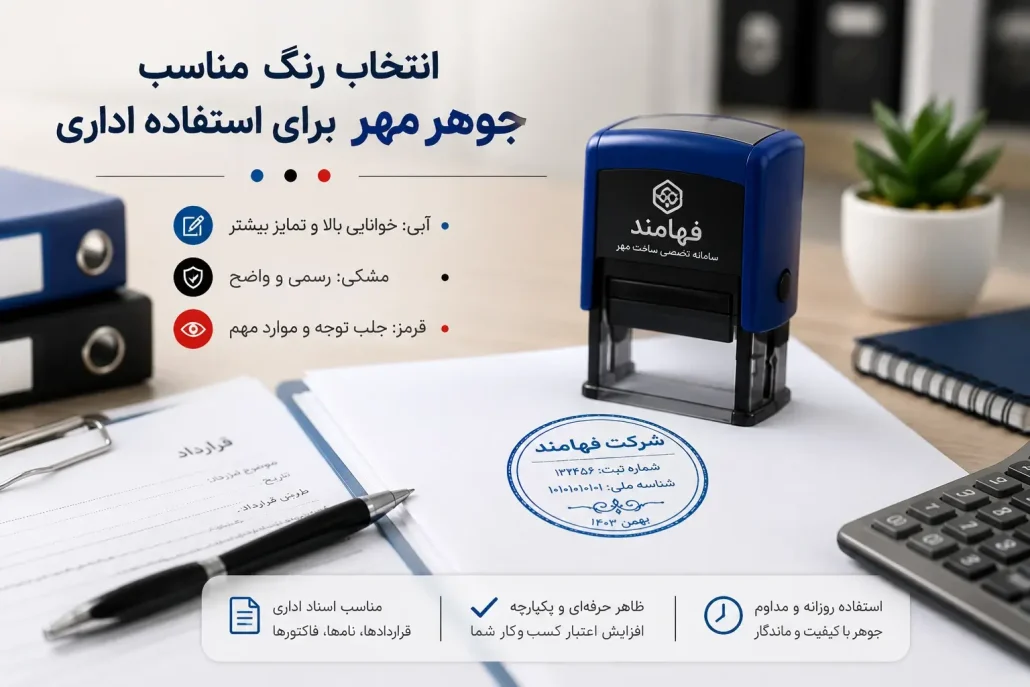 انتخاب رنگ جوهر مهر برای استفاده اداری